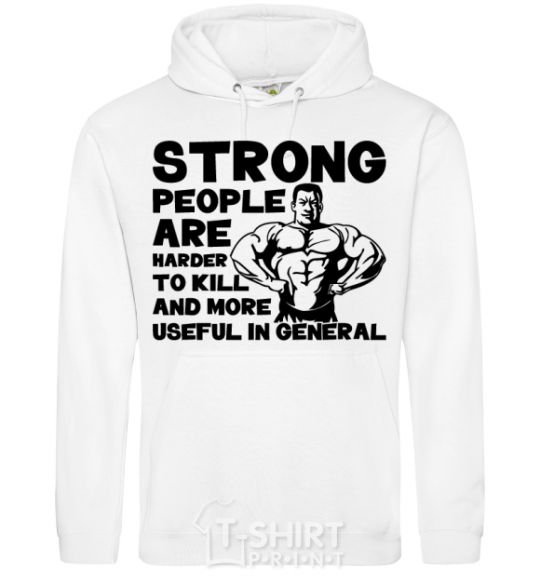 Men`s hoodie Strong people White фото