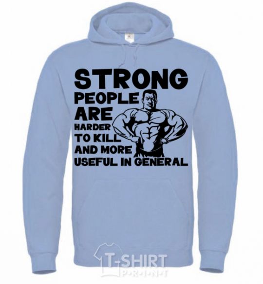 Men`s hoodie Strong people sky-blue фото