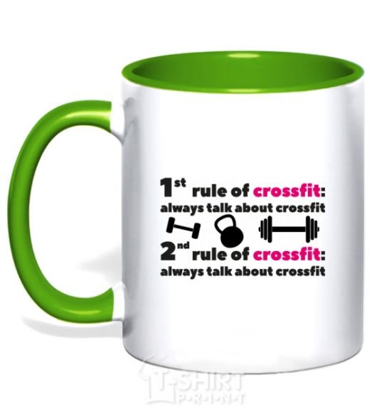 Чашка с цветной ручкой Always talk about crossfit Зеленый фото