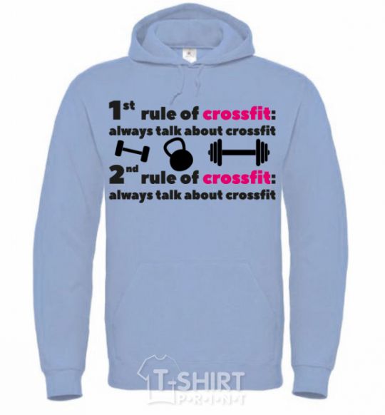 Men`s hoodie Always talk about crossfit sky-blue фото