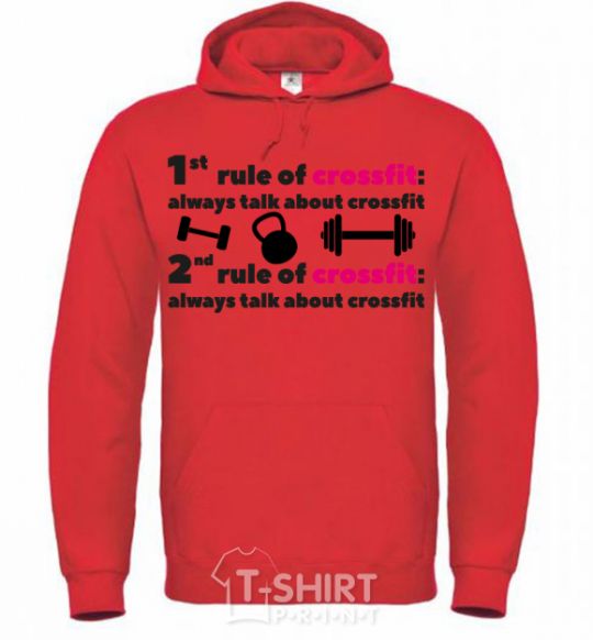 Men`s hoodie Always talk about crossfit bright-red фото
