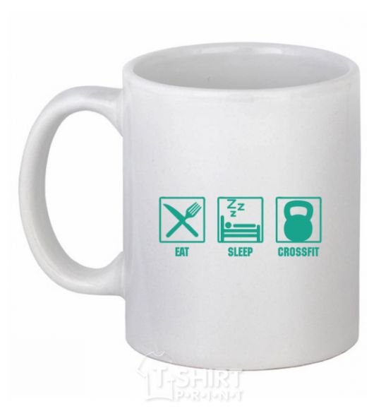 Чашка керамическая Eat sleep crossfit Белый фото