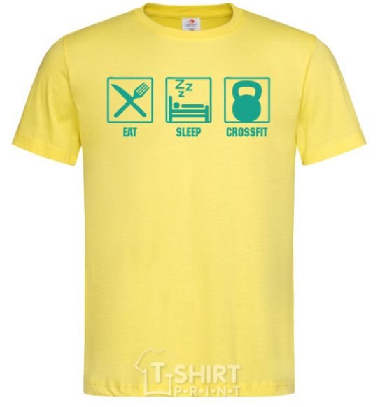 Мужская футболка Eat sleep crossfit Лимонный фото