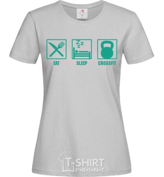 Women's T-shirt Eat sleep crossfit grey фото