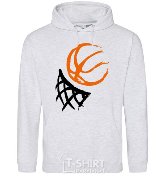 Men`s hoodie Basketball hoop art sport-grey фото