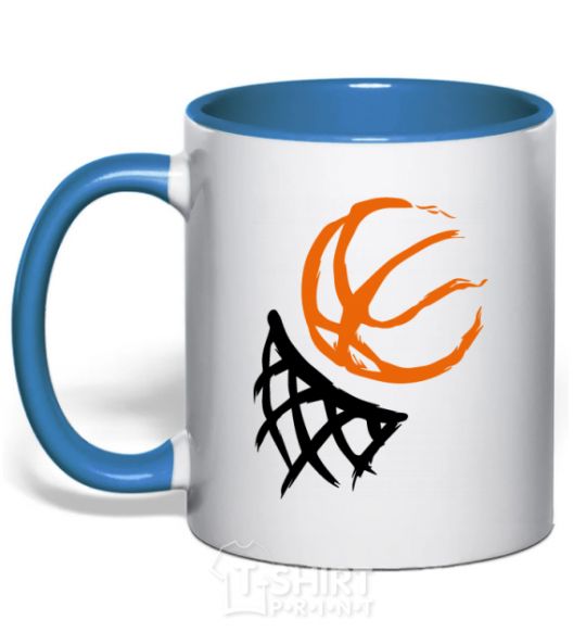 Mug with a colored handle Basketball hoop art royal-blue фото