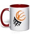 Mug with a colored handle Basketball hoop art red фото