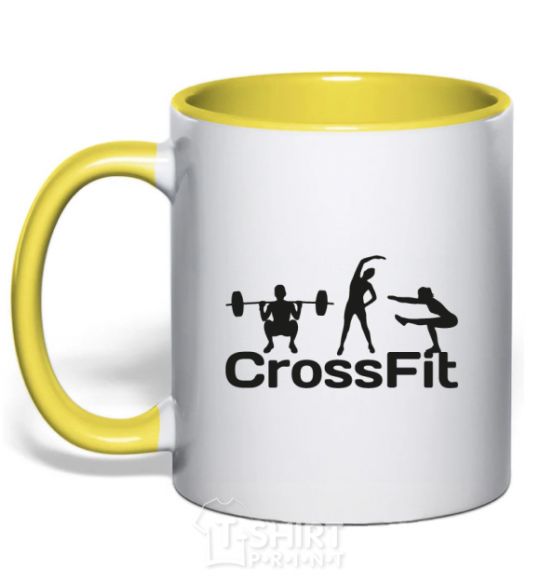 Mug with a colored handle Crossfit girls yellow фото