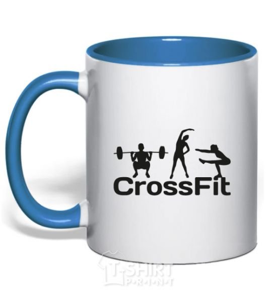 Mug with a colored handle Crossfit girls royal-blue фото