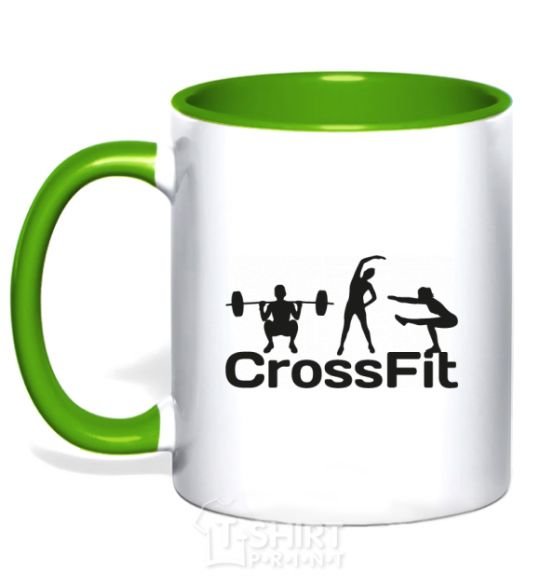 Mug with a colored handle Crossfit girls kelly-green фото