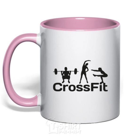 Mug with a colored handle Crossfit girls light-pink фото