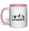 Mug with a colored handle Crossfit girls light-pink фото