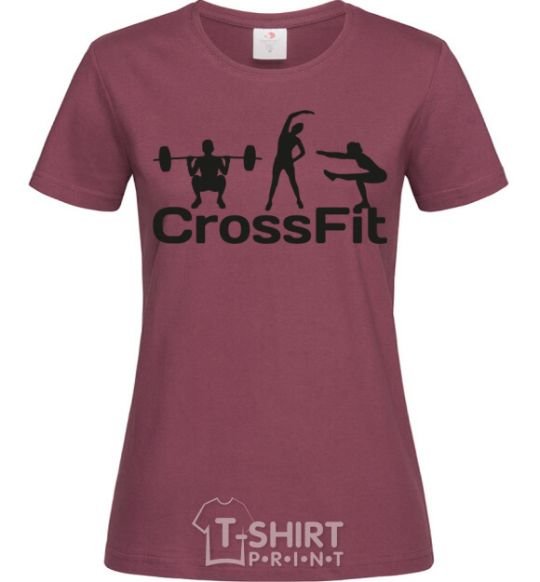 Women's T-shirt Crossfit girls burgundy фото