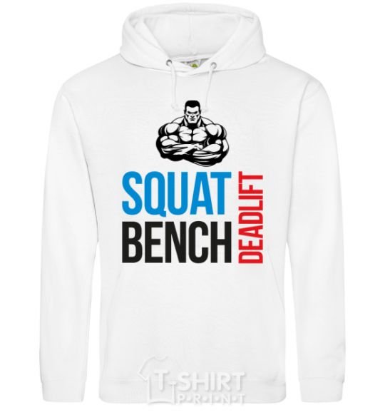 Men`s hoodie Squat bench deadlift White фото