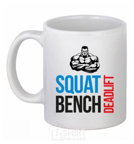 Чашка керамическая Squat bench deadlift Белый фото