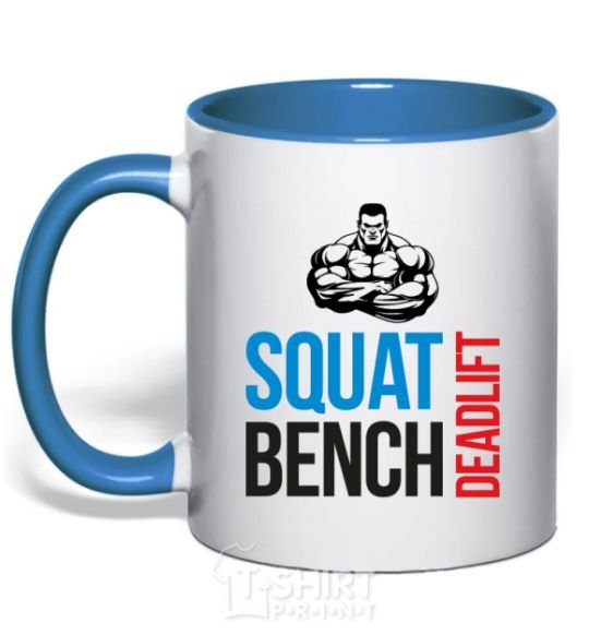 Mug with a colored handle Squat bench deadlift royal-blue фото
