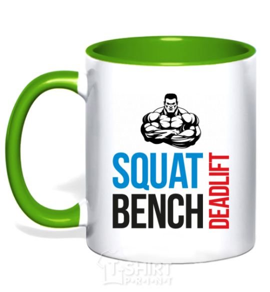 Чашка с цветной ручкой Squat bench deadlift Зеленый фото