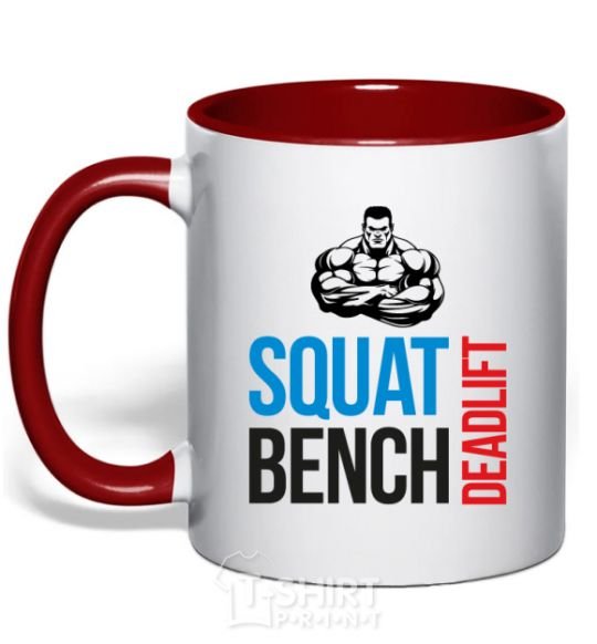 Чашка с цветной ручкой Squat bench deadlift Красный фото