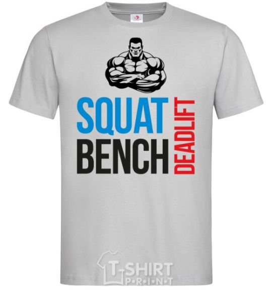 Мужская футболка Squat bench deadlift Серый фото