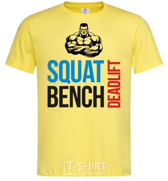 Мужская футболка Squat bench deadlift Лимонный фото