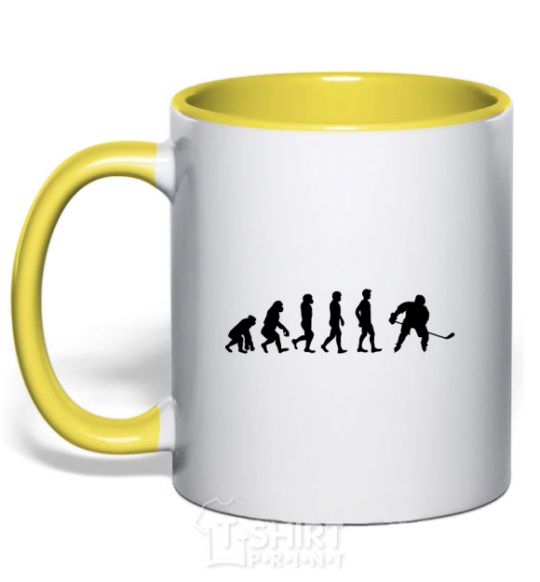 Mug with a colored handle Evolution Hockey yellow фото