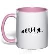 Чашка с цветной ручкой Эволюция хоккей Нежно розовый фото