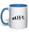 Mug with a colored handle Evolution soccer royal-blue фото