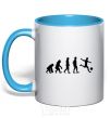 Mug with a colored handle Evolution soccer sky-blue фото