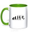 Mug with a colored handle Evolution soccer kelly-green фото