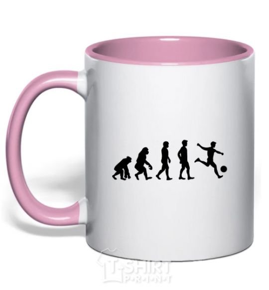 Mug with a colored handle Evolution soccer light-pink фото