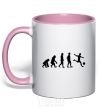 Mug with a colored handle Evolution soccer light-pink фото