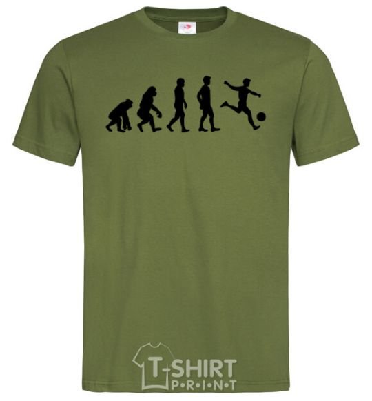 Мужская футболка Эволюция футбол Оливковый фото