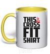 Mug with a colored handle This is my crossfit shirt yellow фото