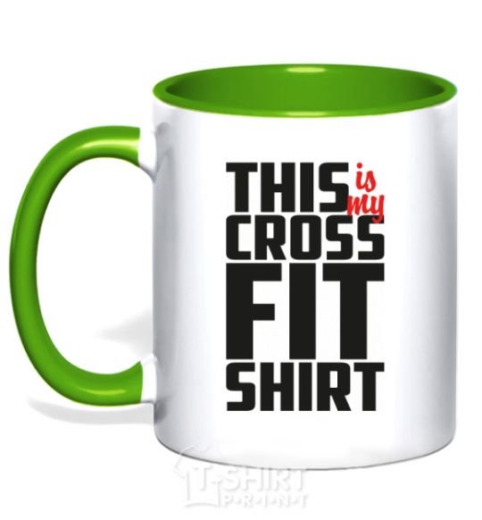 Mug with a colored handle This is my crossfit shirt kelly-green фото