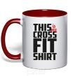 Mug with a colored handle This is my crossfit shirt red фото