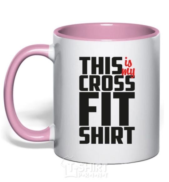 Mug with a colored handle This is my crossfit shirt light-pink фото