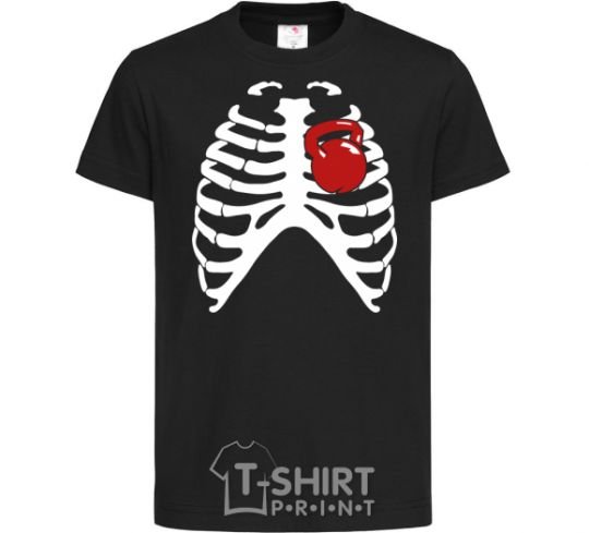 Kids T-shirt Chest with a kettlebell black фото