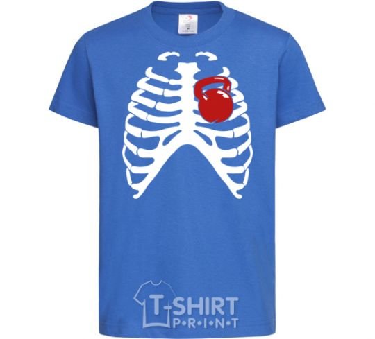 Kids T-shirt Chest with a kettlebell royal-blue фото