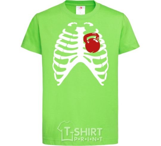 Kids T-shirt Chest with a kettlebell orchid-green фото