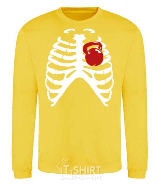 Sweatshirt Chest with a kettlebell yellow фото