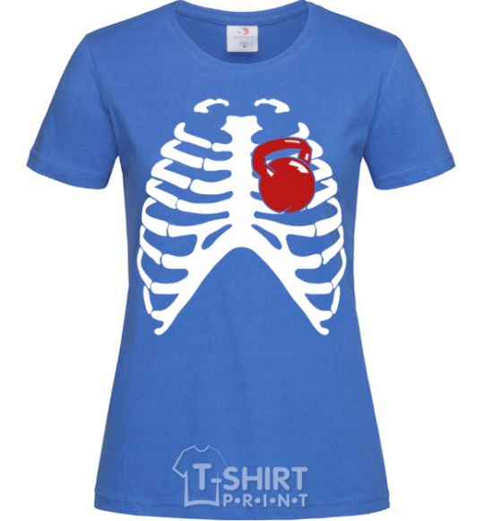 Women's T-shirt Chest with a kettlebell royal-blue фото