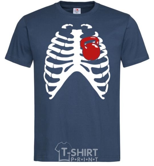 Men's T-Shirt Chest with a kettlebell navy-blue фото
