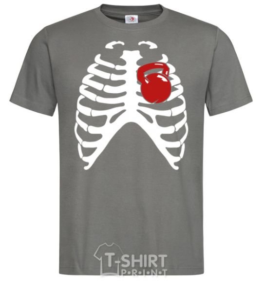 Men's T-Shirt Chest with a kettlebell dark-grey фото