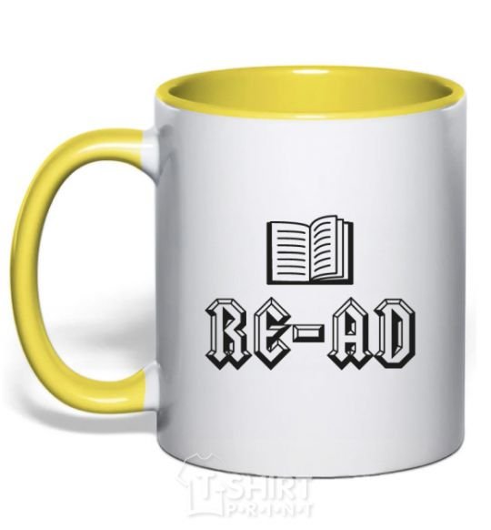 Mug with a colored handle Read yellow фото