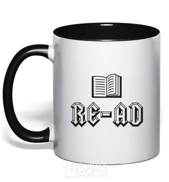 Mug with a colored handle Read black фото