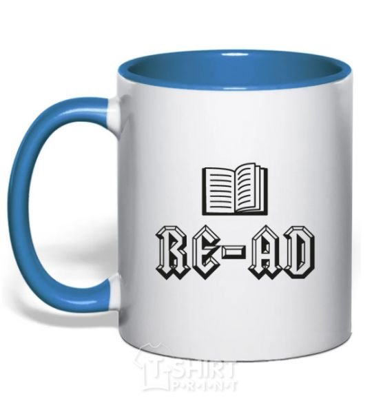 Mug with a colored handle Read royal-blue фото