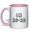 Mug with a colored handle Read light-pink фото