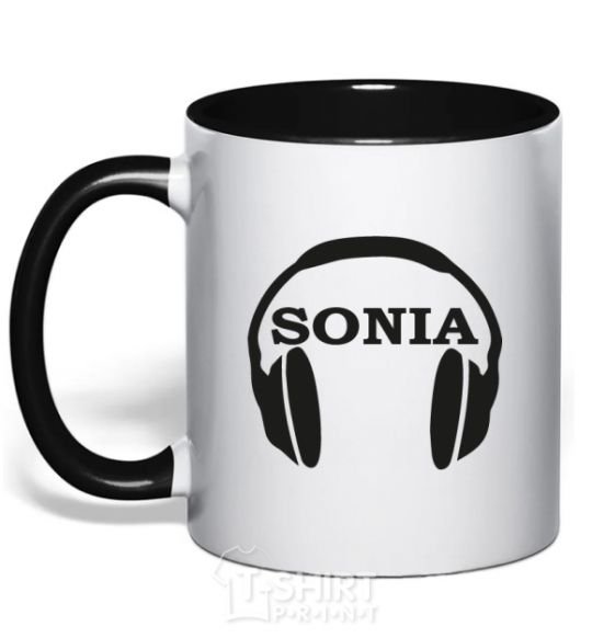 Mug with a colored handle Sonia black фото