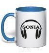 Mug with a colored handle Sonia royal-blue фото