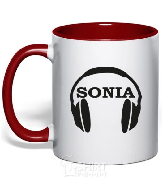 Mug with a colored handle Sonia red фото